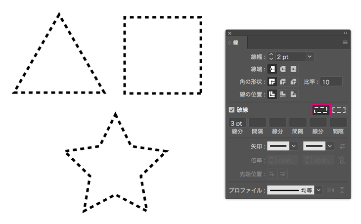 図形の角が揃わない