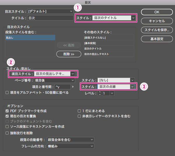 目次の編集