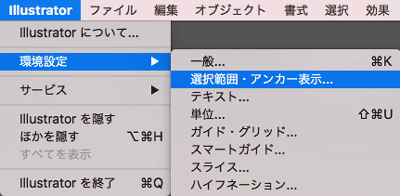 選択範囲アンカー表示を選択