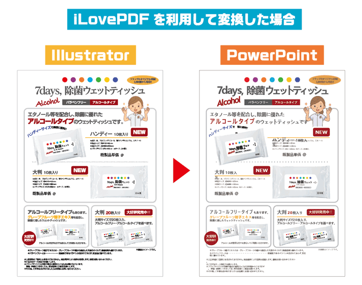 ilovepdfを利用したパワポと元データの比較